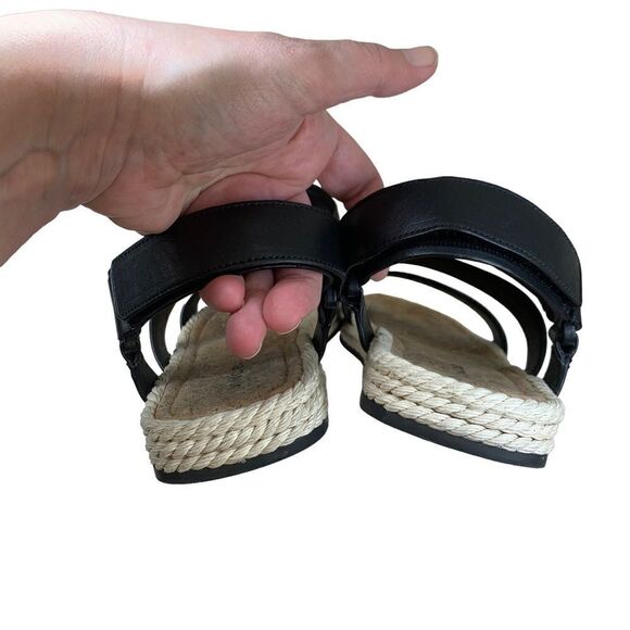 Vince Elian Black Leather Strappy Espadrilles Sandals 10 Sport Platforms - Picture 7 of 9